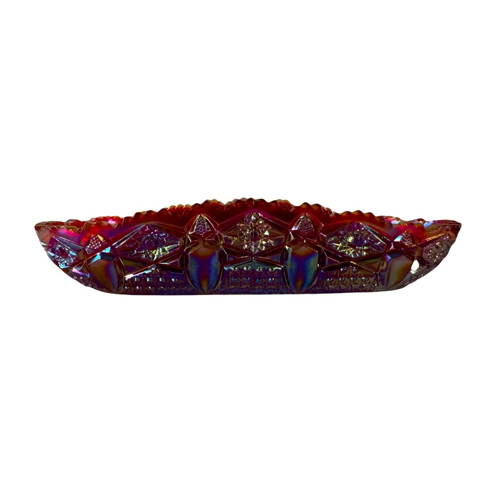 Vintage LE Smith Carnival Glass Relish Dish